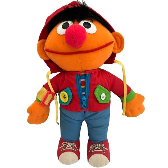 Sesame Street Ernie Plush Vtg Dress Me Up 1990 Playskool Zip Button EUC Doll - Picture 1 of 9